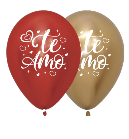 GLOBO LATEX REDONDO 2 CARAS TE AMO BRILLANTE REFLEX SURTIDO