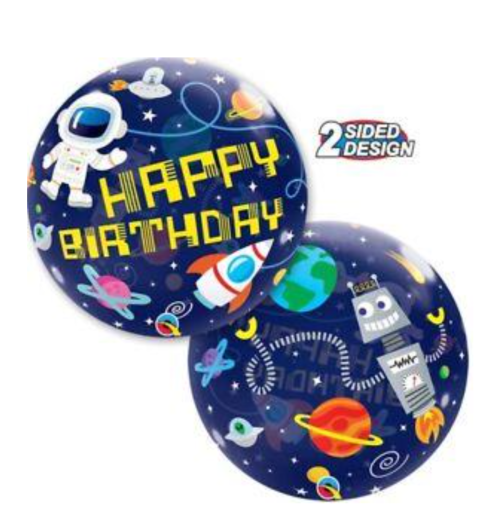 Globos burbujas Marca Qualatex BUBBLES Cumpleaños Espacio Exterior