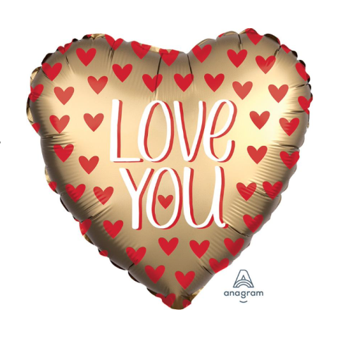 Globo de foil de tema de amor de 28” Love you satinado