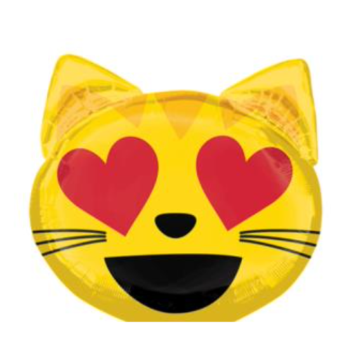 Globo de foil de tema de amor de 28” gato emogi