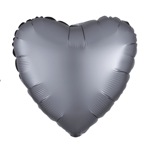 Globo de foil satinado en forma de Corazón 17” Satin Luxe Graphite