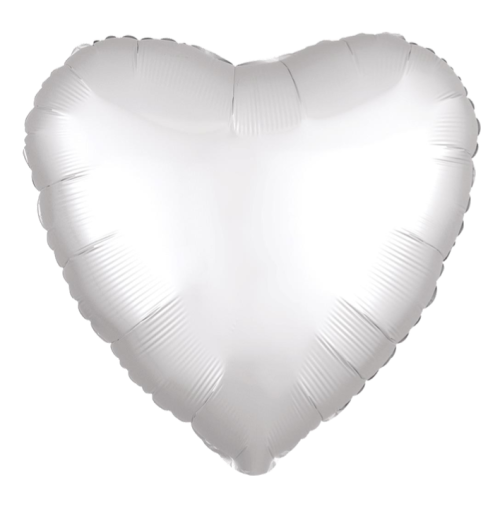 Globo de foil satinado en forma de Corazón 17” Satin Luxe Blanco