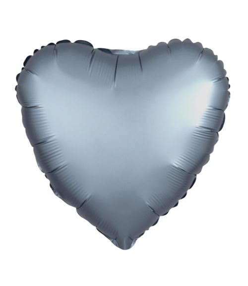 Globo de foil satinado en forma de Corazón 17” Satin Luxe Steel Blue