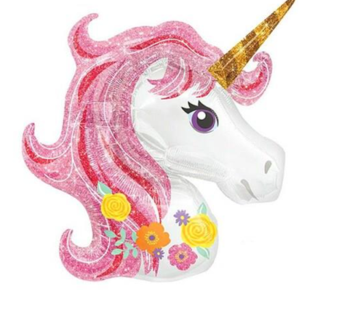 Globo de cabeza de unicornio 14”